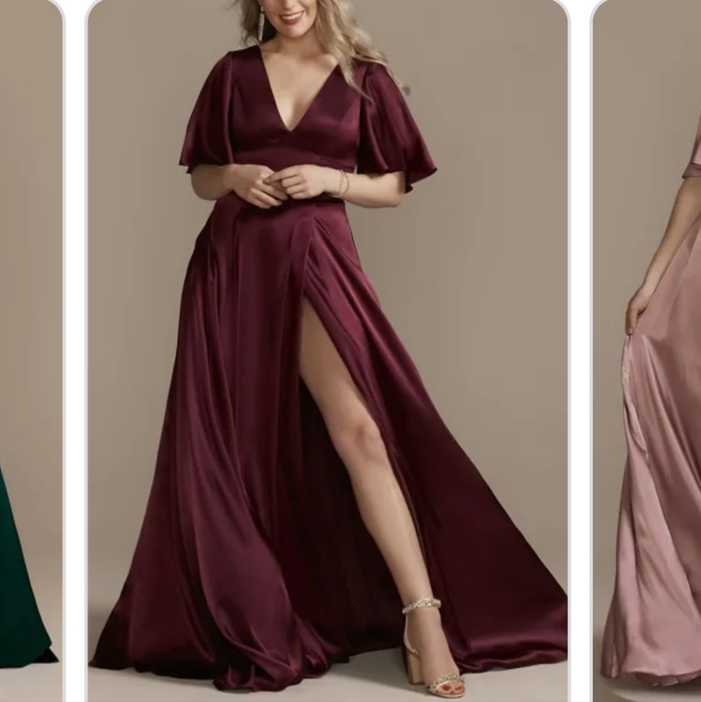 Signature Flutter Sleeve V-Neck Maxi Dress Color: Wine - Picture 6 of 7